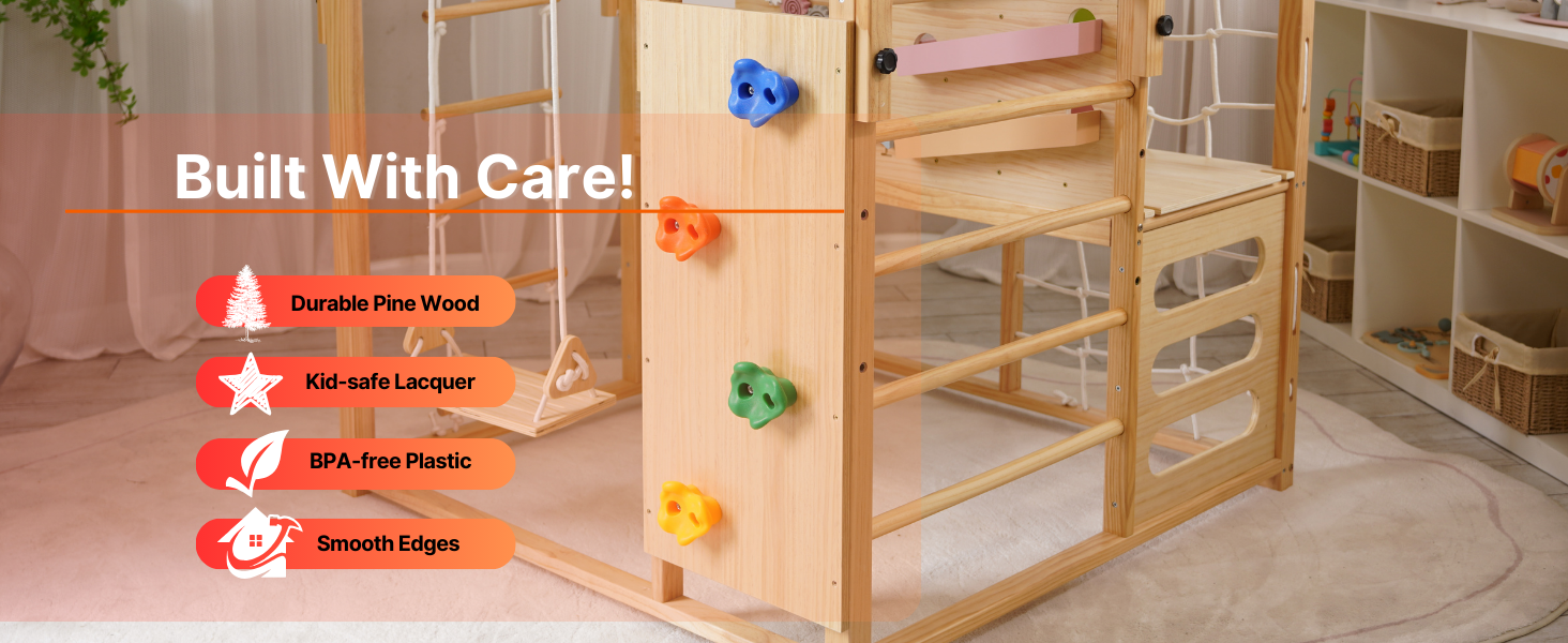 features of a kids' indoor climbers & play structures