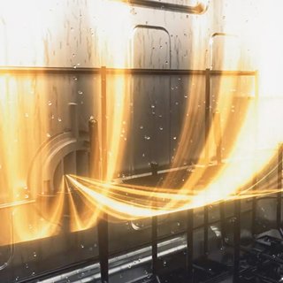 Animation depicting the power of Dual Convection Ultra Dry inside the dishwasher.