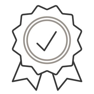 An icon of a ribbon with a checkmark in the center of it. An icon of a ribbon with a checkmark in the center of it.